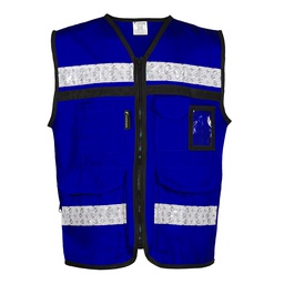 [SR-2030AZCRMD] CHALECO AZUL CERRADO  TIPO RESCATISTA DE ALGODON  TALLA MD