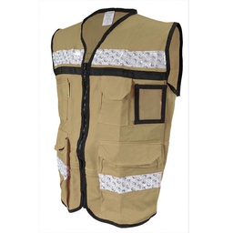 [SR-2030BGCRCH] CHALECO RESCATISTA CERRADO 100% ALGODON BEIGE TALLA CHICA