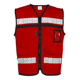 [SR-2030RCRMD] CHALECO ROJO CERRADO  TIPO RESCATISTA DE ALGODON  TALLA MD