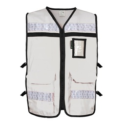 [ECO-2040BLCR2XG] CHALECO RESCATISTA ABIERTO BLANCO ALGODON/POLIESTER CON REFLEJANTE TALLA 2XG