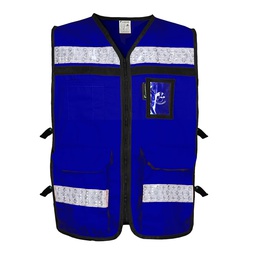 [ECO-2040AZRCRCH] CHALECO ABIERTO TIPO RESCATISTA LIGERO AZUL REY TALLA CH