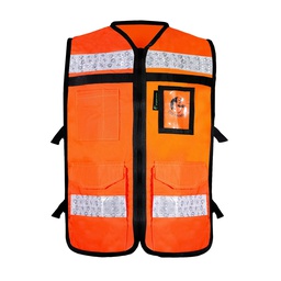 [ECO-2060ANCR2XG] CHALECO ANARANJADO ABIERTO TIPO RESCATISTA LIGERO CON BOLSA TRASERA CLASE II TALLA 2XG