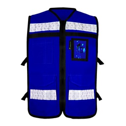 [ECO-2060AZRCRGD] CHALECO AZUL REY  ABIERTO TIPO RESCATISTA LIGERO CON BOLSA TRASERA CLASE II TALL