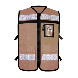 [ECO-2060BGCRGD] CHALECO BEIGE ABIERTO TIPO RESCATISTA LIGERO CON BOLSA TRASERA CLASE II TALLA GD