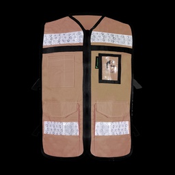 [ECO-2060BGCRXG] CHALECO BEIGE ABIERTO TIPO RESCATISTA LIGERO CON BOLSA TRASERA CLASE II TALLA XG