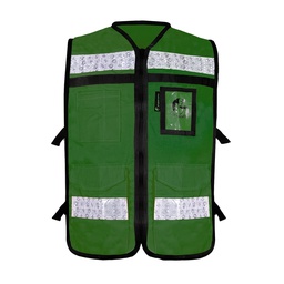 [ECO-2060VCRMD] CHALECO VERDE ABIERTO TIPO RESCATISTA LIGERO CON BOLSA TRASERA CLASE II TALLA MD
