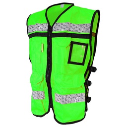 [ECO-2080VCRGD] CHALECO ECOFRIENDLY VERDE ABIERTO TIPO RESCATISTA DE ALTA VISIBILIDAD T-GD