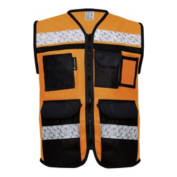 [ECO-2090ANCRXG] CHALECO ECOFRIENDLY ANARANJADO CERRADO TIPO RESCATISTA DE ALTA VISIBILIDAD T-XG