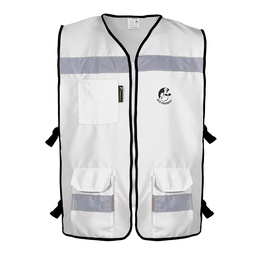 [ECO-3040BLCRGD] CHALECO RESCATISTA ABIERTO BLANCO ALGODON/POLIESTER CON REFLEJANTE TALLA GD
