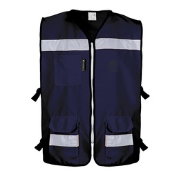 [ECO-3040AZCRGD] CHALECO RESCATISTA ABIERTO AZUL MARINO ALGODON POLIESTER CON REFLEJANTE TALLA GD