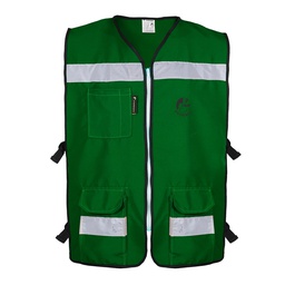 [ECO-3040VCRCH] CHALECO RESCATISTA ABIERTO VERDE ALGODON/POLIESTER CON REFLEJANTE TALLA CH