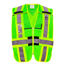 [ECO-1215VCR] CHALECO ECOFRIENDLY VERDE JERSEY DESPRENDIBLE ANSI TIPO R CLASE 2, C/REF BICOLOR 4", UNITALLA