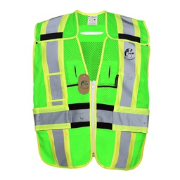 [ECO-1216VCR] CHALECO ECOFRIENDLY VERDE JERSEY DESPRENDIBLE PARA ARNES ANSI TIPO R CLASE 2, C/REF BICOLOR 4", UNITALLA