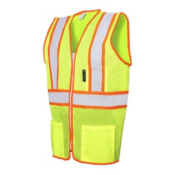 [ECO-1210AMCRX] CHALECO DE MALLA TIPO JERSEY ECOFRIENDLY AMARILLO, ANSI TIPO R CLASE 2, C/REF EN X BICOLOR 3", UNITALLA