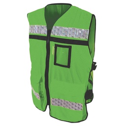 [ECO-2047VCRPXG] CHALECO ECOFRIENDLY RESCATISTA JERSEY VERDE C/REF PLASTICO GRIS DE 2" TALLA XG