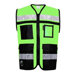 [ECO-2048VCRXG] CHALECO ECOFRIENDLY  RESCATISTA CERRADO C/ESPALDA JERSEY VERDE C/REF  TALLA XG