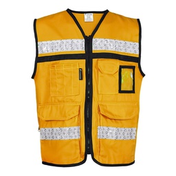 [ECO-2049AMCRXG] CHALECO BRIGADISTA HIBRIDO ECOFRIENDLY TIPO JERSEY AMARILLO TALLA XG
