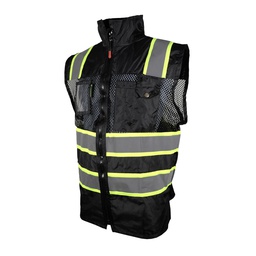 [ECO-1335NCRGD] CHALECO DE MALLA ECOFRIENDLY EJECUTIVO C/REF BICOLOR, ANSI TIPO O CLASE 1, HIGH VISIBILIY NEGRO T-GD.