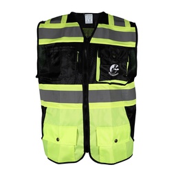 [ECO-1341NAMCR3X] CHALECO DE MALLA NEGRO/AMARILLO ECOFRIENDLY C/REF BICOLOR AMARILLO 3 T-3XG