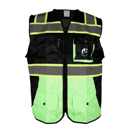 [ECO-1341NVCRCH] CHALECO DE MALLA NEGRO/VERDE ECOFRIENDLY C/REF BICOLOR AMARILLO 3 T-CH