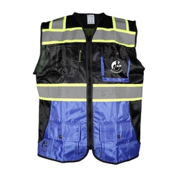 [ECO-1341NAZRCRC] CHALECO DE MALLA NEGRO/AZUL REY ECOFRIENDLY C/REF BICOLOR AMARILLO 3 T-CH