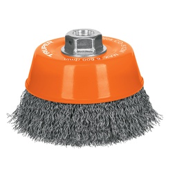 [11538] Carda copa 5' alambre ondulado fino, eje M14, Truper