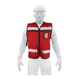 [14663] Chaleco brigadista con cintas reflejantes, color rojo