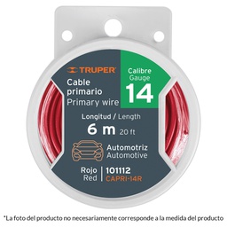 [101114] Carrete con 3.5 m de cable primario rojo calibre 12, Truper