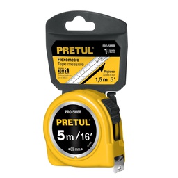 [21606] Flexometro amarillo 5 m cinta 19 mm, en tarjeta, Pretul