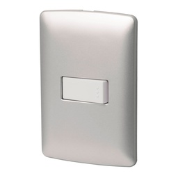 [46477] Placa armada 1 interruptor sencillo plata, linea Italiana