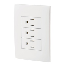 [46491] Placa armada 3 contactos aterrizados, linea Oslo, blanco