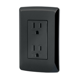 [47588] Contacto duplex aterrizado, color negro, linea Italiana