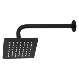 [47748] Regadera cuadrada 6', acero inox, con brazo, negro, Tubig
