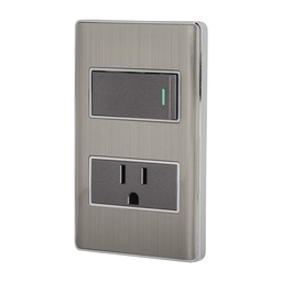 [47845] Placa armada acero interruptor y contacto 1 modulo, Lisboa