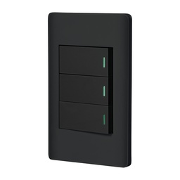 [47889] Placa armada negra 3 interruptores 1 modulo, Lisboa, Volteck