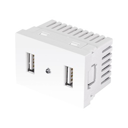 [47949] Toma con 2 puertos USB blanco de 1.5 modulos, linea Lisboa
