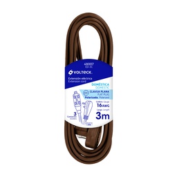 [48007] Extension electrica domestica 3 m cafe con clavija plana