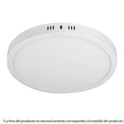 [48257] Luminario LED tipo plafon 12 W, redondo, luz calida, blanco
