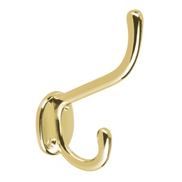 [48354] Gancho doble largo y corto tipo perchero, laton brillante