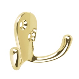 [48356] Gancho doble tipo perchero, laton brillante, Hermex