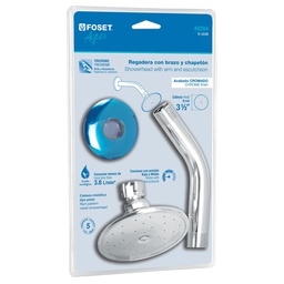 [49284] Regadera redonda 3-1/2', brazo y chapeton en blister, Aqua