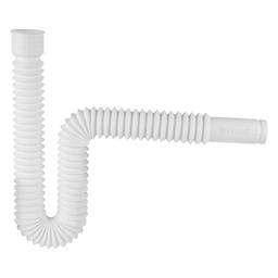 [49509] Cespol flexible, polietileno blanco, para lavabo y fregadero