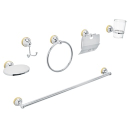 [48343] Juego 6 acc. p/baño cromo-oro chapeton redondo chico, Aqua