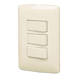 [48664] Placa armada 3 interruptores sencillos,marfil,linea Italiana