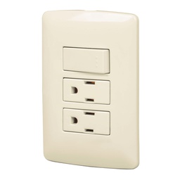 [48668] Placa armada 2 contactos e interruptor,marfil,linea Italiana