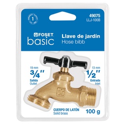 [49075] Llave para manguera, laton, 100 gr, 1/2',blister,Foset Basic
