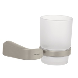 [45220] Portavaso cepillero satin con vaso de vidrio, Foset Riviera