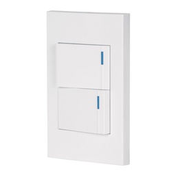 [45595] Placa armada 2 interruptores, 1.5 modulos, Española, blanco