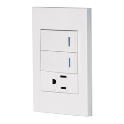 [45597] Placa armada 2 interruptores,1 contacto,1mod,Española,blanco