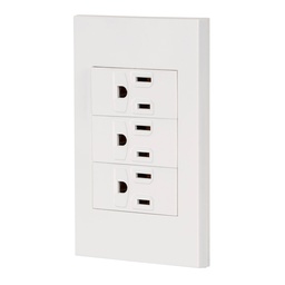 [45598] Placa armada 3 contactos, 1 modulo, Española, blanco